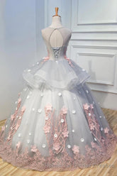 Gorgeous Ball Gown Sleeveless Appliques Long Semi Formal Prom Dresses Quinceanera Dress